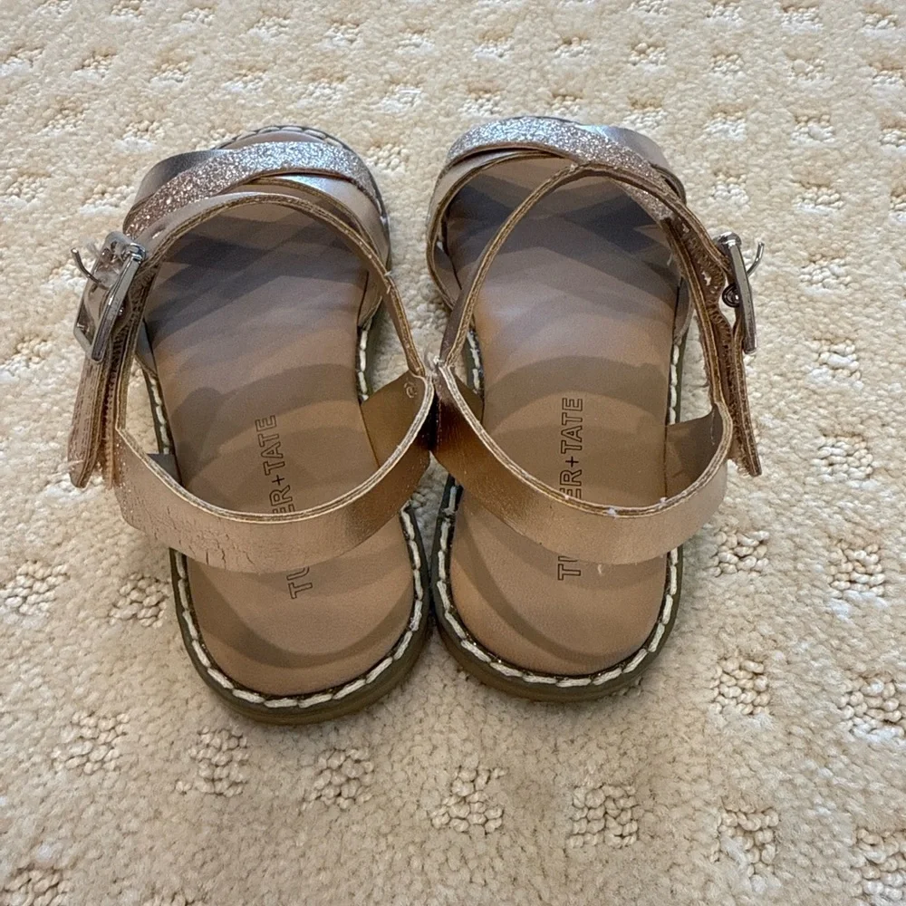 Tucker + Tate Toddler Sandals Size 9 Rose Gold Glitter Strap Buckle Closure